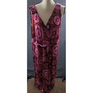 New Directions Maxi Dress Bold Sleeveless Multicolor Print Womans Size 3X